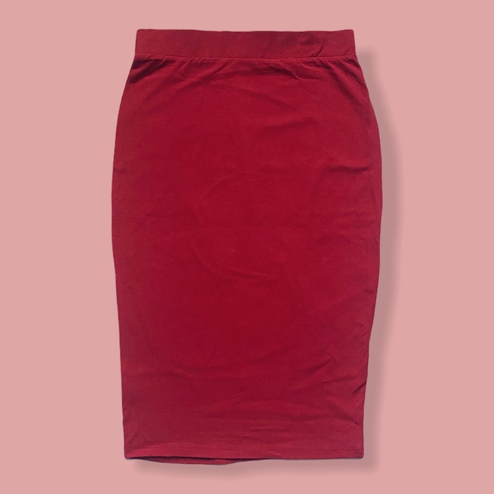 Heart & Hips Red Cotton Pencil Skirt